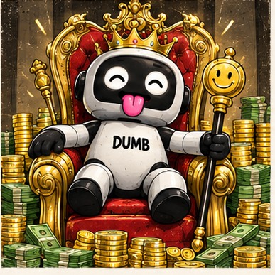 DUMB robot sitting on a golden throne