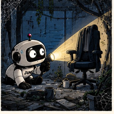 DUMB robot searching the dark internet with a flashlight